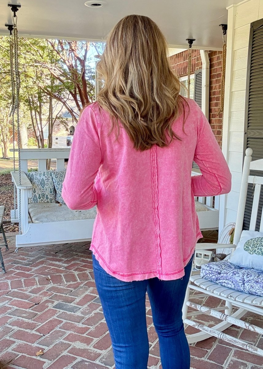 Casey Mineral Washed Top - Fuchsia - Jimberly's Boutique - Olive Branch - Mississippi