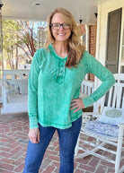 Casey Mineral Washed Top - Kelly Green - Jimberly's Boutique - Olive Branch - Mississippi