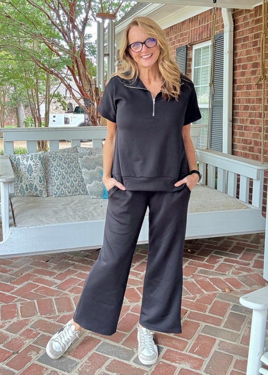 Catalina Lounge/Travel Set - Black | Dear Scarlett - lounge set - Jimberly's Boutique - Olive Branch - Mississippi