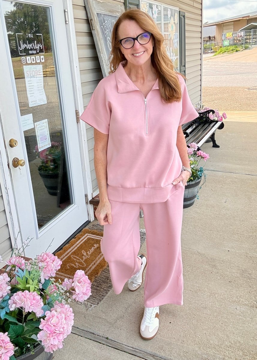 Catalina Lounge/Travel Set - Blush | Dear Scarlett - lounge set - Jimberly's Boutique - Olive Branch - Mississippi