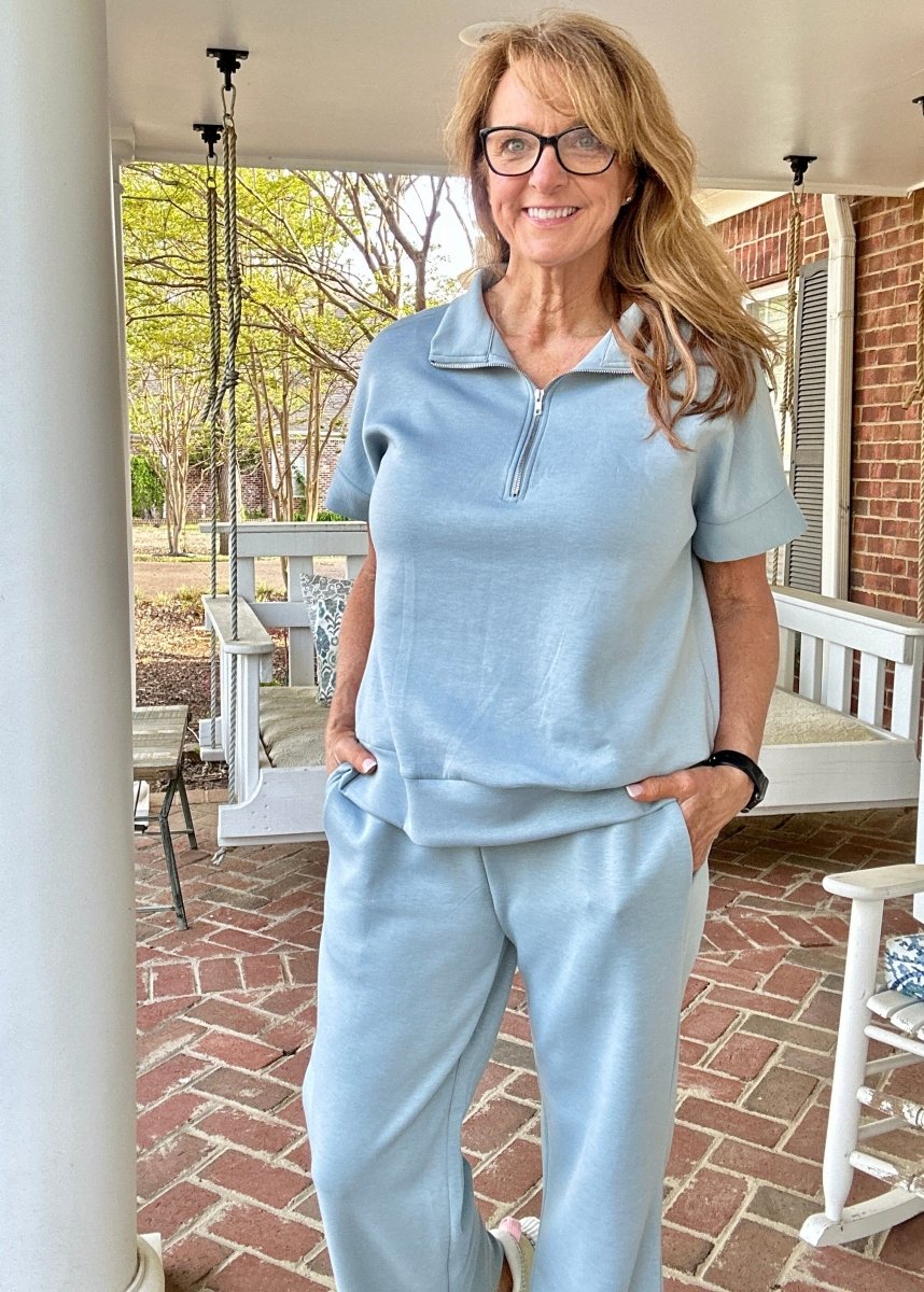 Catalina Lounge/Travel Set - Slate Blue | Dear Scarlett - lounge set - Jimberly's Boutique - Olive Branch - Mississippi