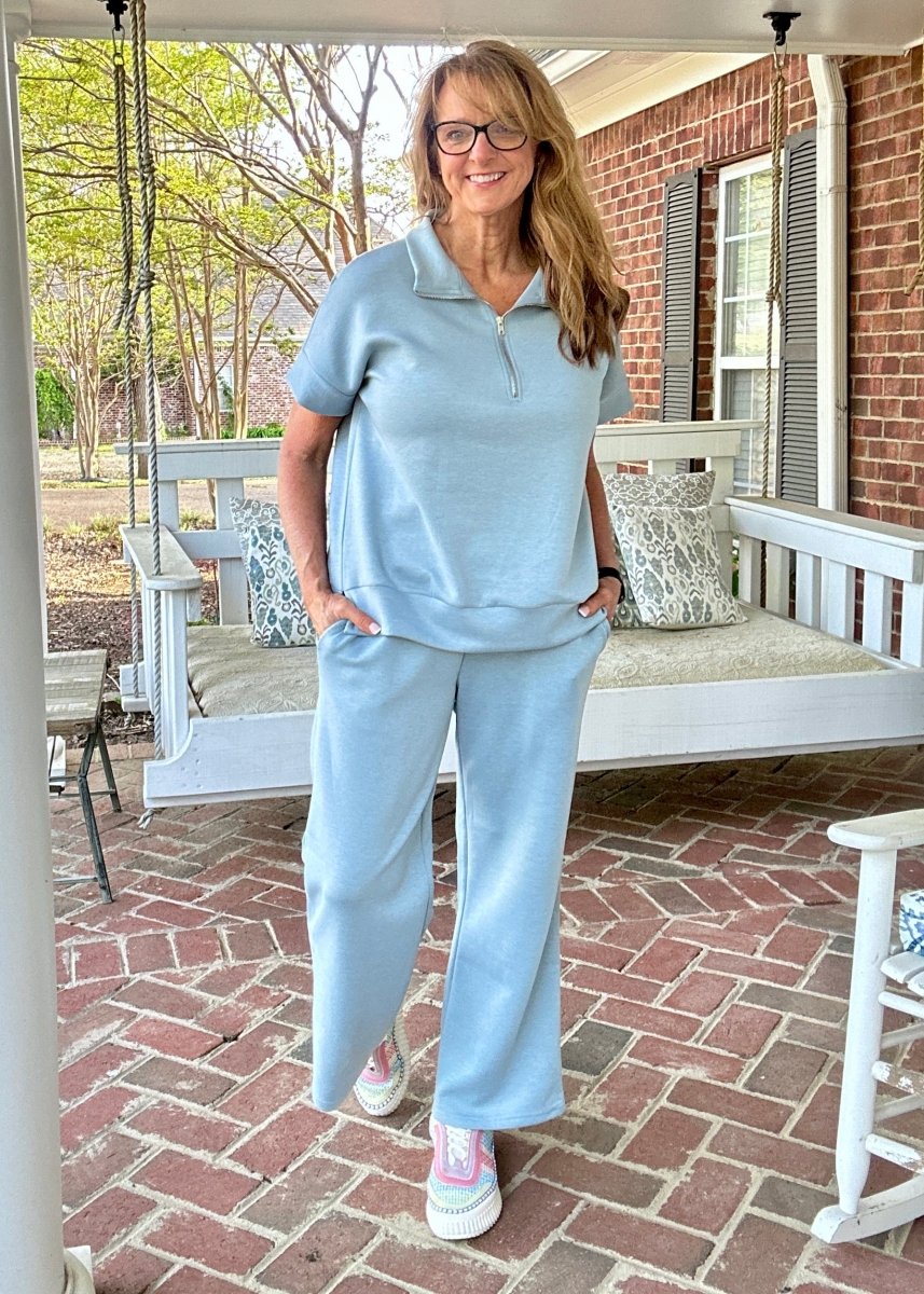 Catalina Lounge/Travel Set - Slate Blue | Dear Scarlett - lounge set - Jimberly's Boutique - Olive Branch - Mississippi