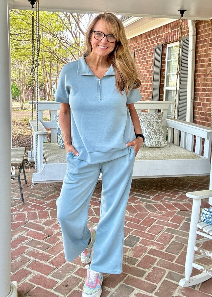 Catalina Lounge/Travel Set - Slate Blue | Dear Scarlett - lounge set - Jimberly's Boutique - Olive Branch - Mississippi