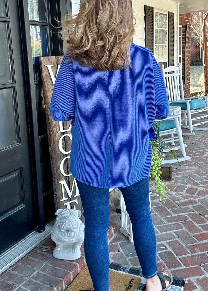 Cathy Corded | Classic Blue | Zenana Top - Casual Top -Jimberly's Boutique-Olive Branch-Mississippi