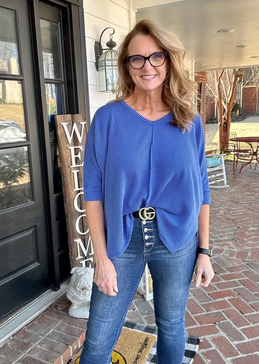 Cathy Corded | Classic Blue | Zenana Top - Casual Top -Jimberly's Boutique-Olive Branch-Mississippi
