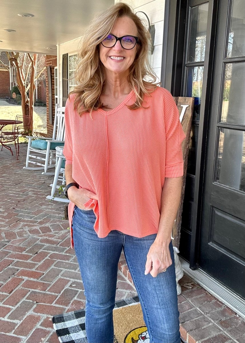 Cathy Corded | Coral | Zenana Top - Casual Top -Jimberly's Boutique-Olive Branch-Mississippi