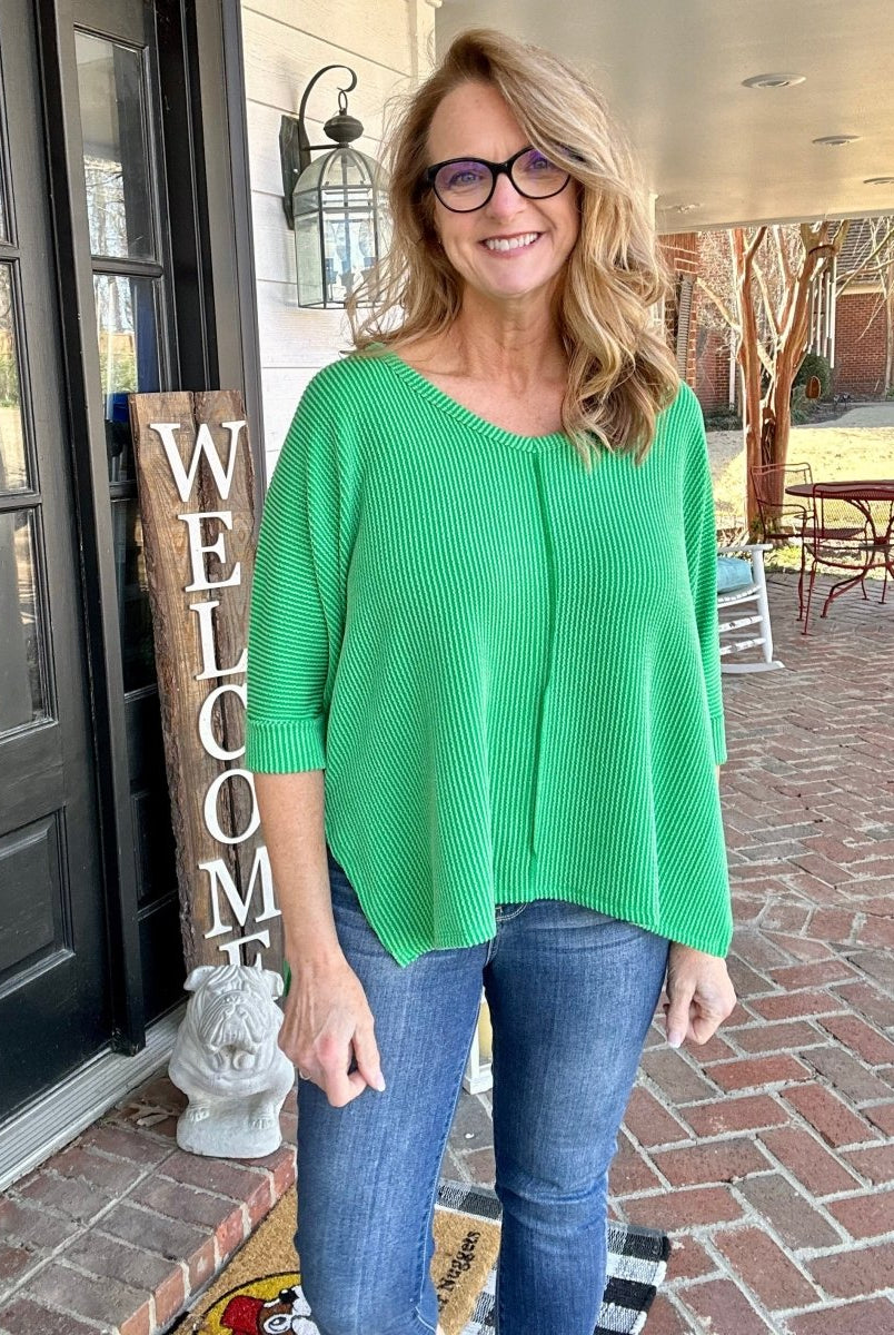Cathy Corded | Kelly Green | Zenana Top - Casual Top -Jimberly's Boutique-Olive Branch-Mississippi
