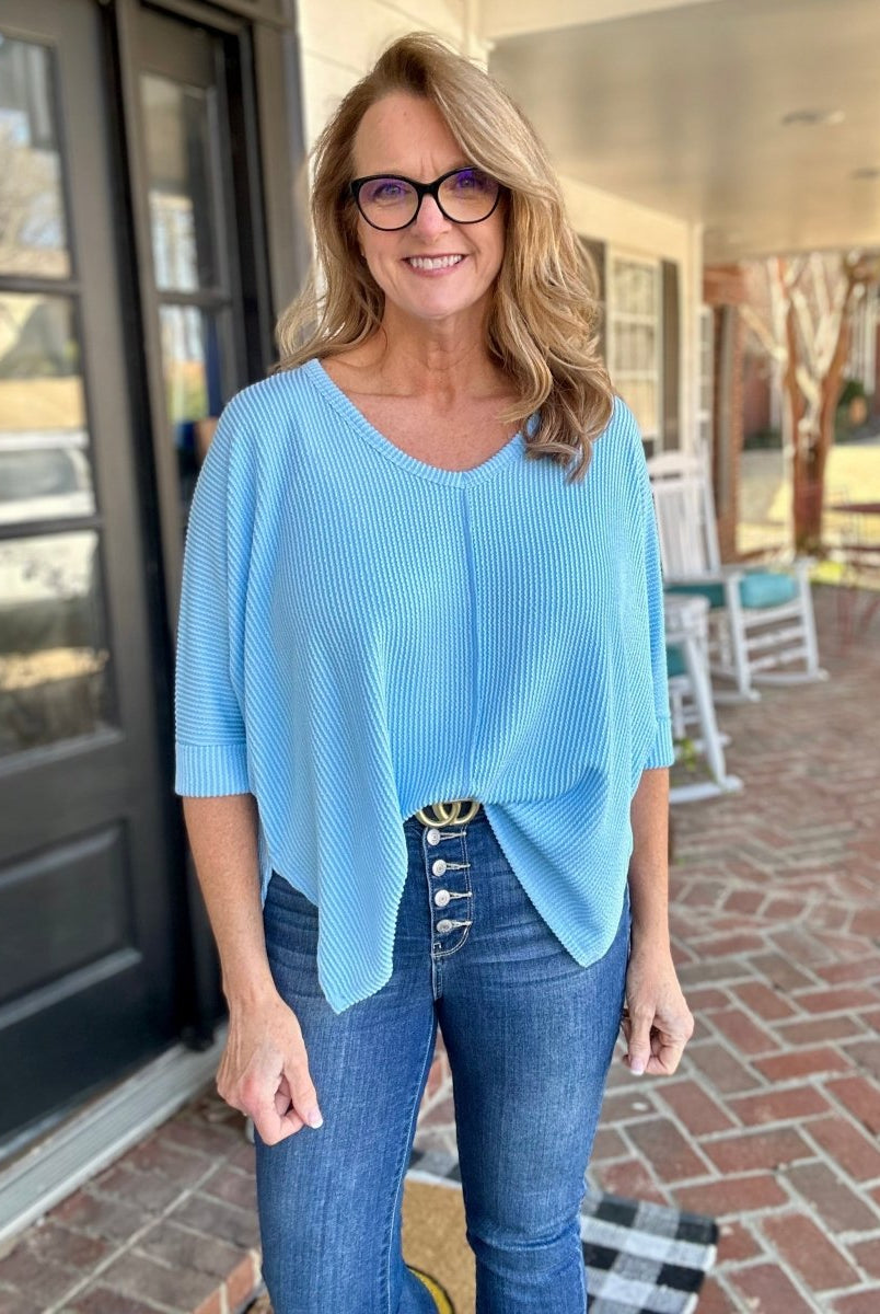 Cathy Corded | Spring Blue | Zenana Top - Casual Top -Jimberly's Boutique-Olive Branch-Mississippi