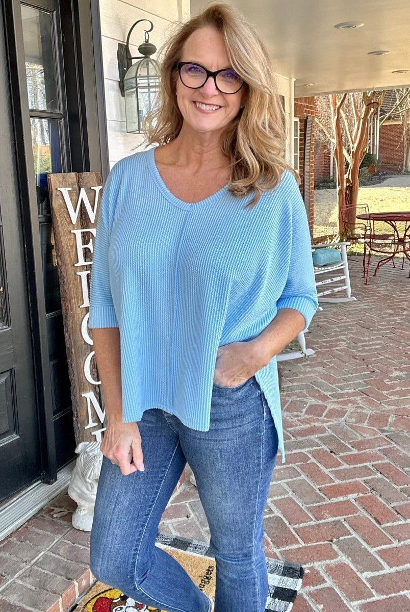 Cathy Corded | Spring Blue | Zenana Top - Casual Top -Jimberly's Boutique-Olive Branch-Mississippi
