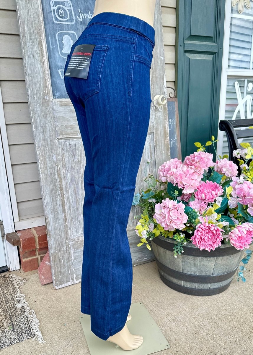 Cello Pull On Flare Jeans - Super Dark Wash - 30" Inseam - jeans - Jimberly's Boutique - Olive Branch - Mississippi