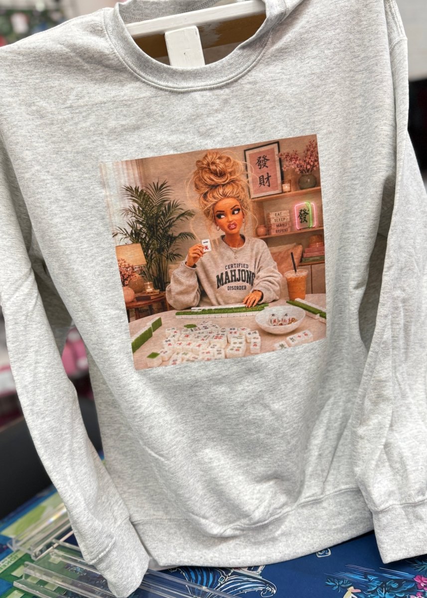 Certified Mahjong Disorder Sweatshirt Gray - Graphic Sweatshirt -Jimberly's Boutique-Olive Branch-Mississippi