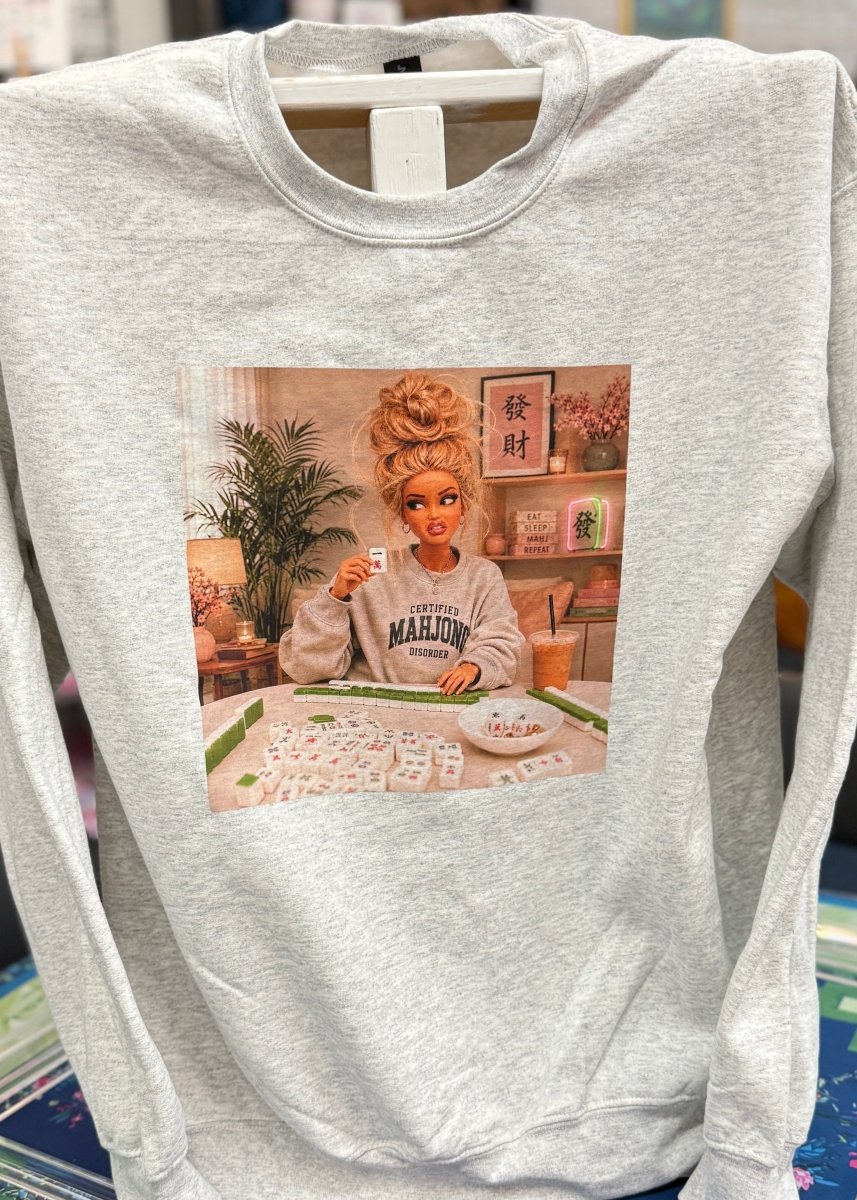 Certified Mahjong Disorder Sweatshirt Gray - Graphic Sweatshirt -Jimberly's Boutique-Olive Branch-Mississippi