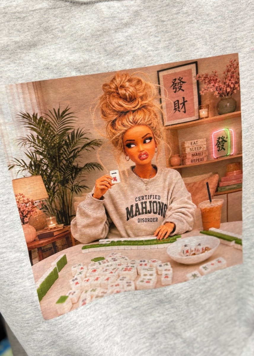 Certified Mahjong Disorder Sweatshirt Gray - Graphic Sweatshirt -Jimberly's Boutique-Olive Branch-Mississippi