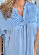 Chambray Pleated Detail Top - blouse - Jimberly's Boutique - Olive Branch - Mississippi