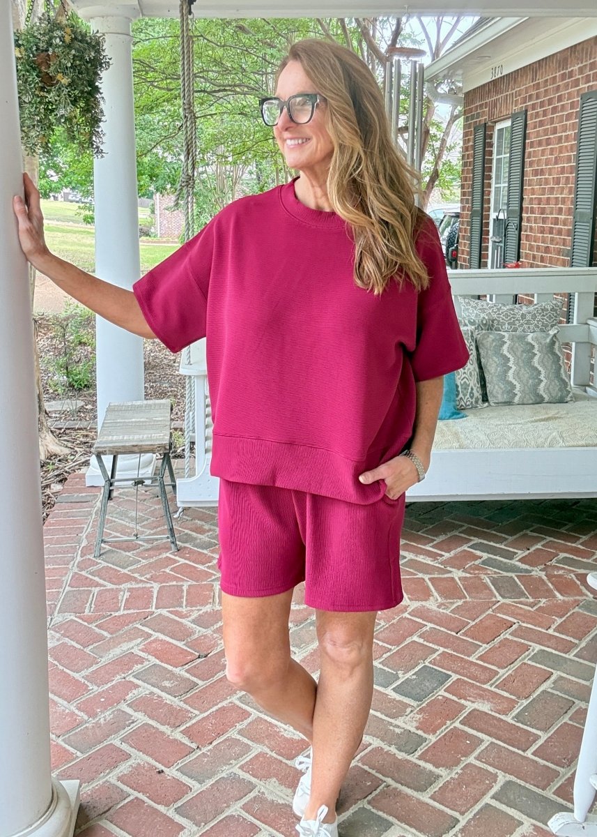 Charlie Ribbed Shorts Set - Cabernet - Shorts set - Jimberly's Boutique - Olive Branch - Mississippi