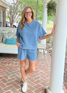 Charlie Ribbed Shorts Set - Dusty Blue - Shorts set - Jimberly's Boutique - Olive Branch - Mississippi