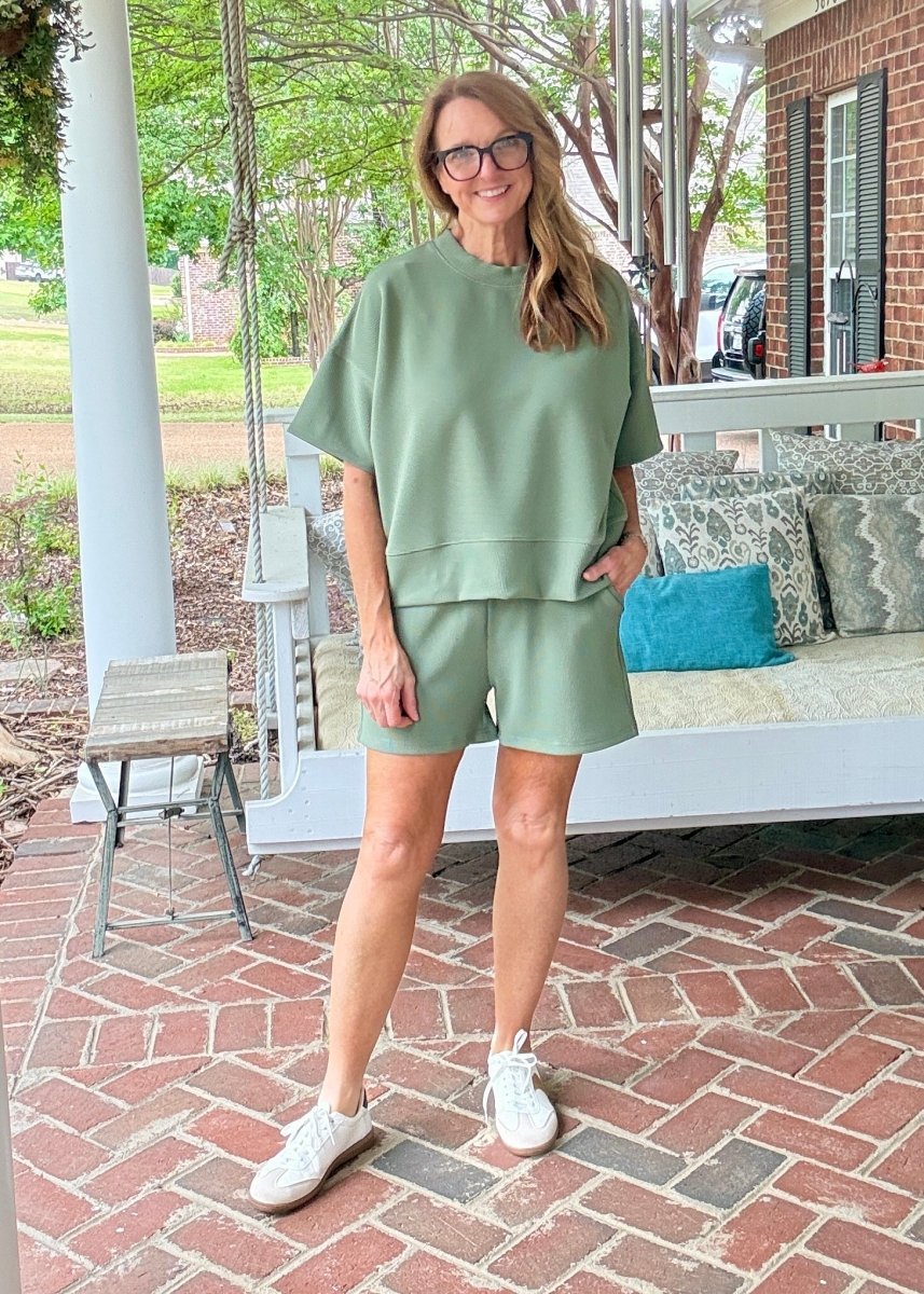 Charlie Ribbed Shorts Set - Lt Olive - Shorts set - Jimberly's Boutique - Olive Branch - Mississippi