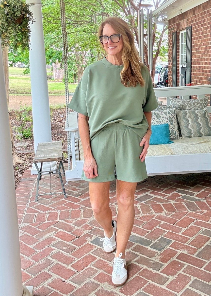 Charlie Ribbed Shorts Set - Lt Olive - Shorts set - Jimberly's Boutique - Olive Branch - Mississippi