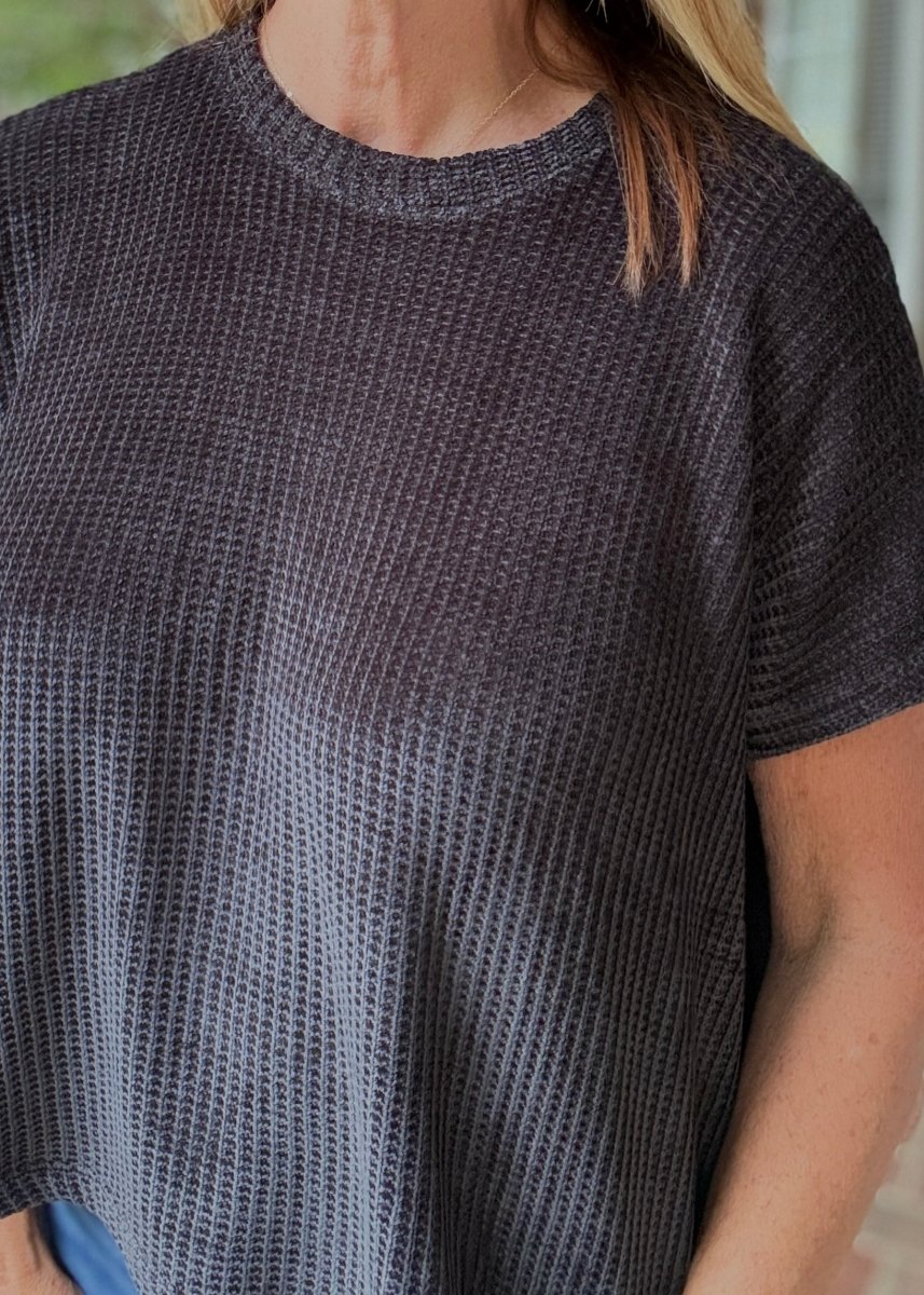 Chenille Cap Sleeve Sweater - Black - Casual Sweater -Jimberly's Boutique-Olive Branch-Mississippi