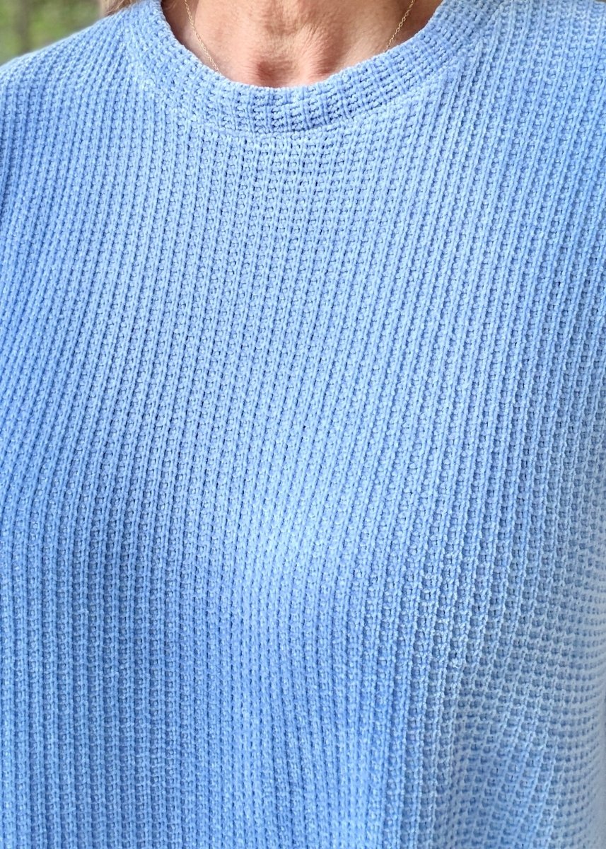 Chenille Cap Sleeve Sweater - Cornflower Blue - Casual Sweater -Jimberly's Boutique-Olive Branch-Mississippi