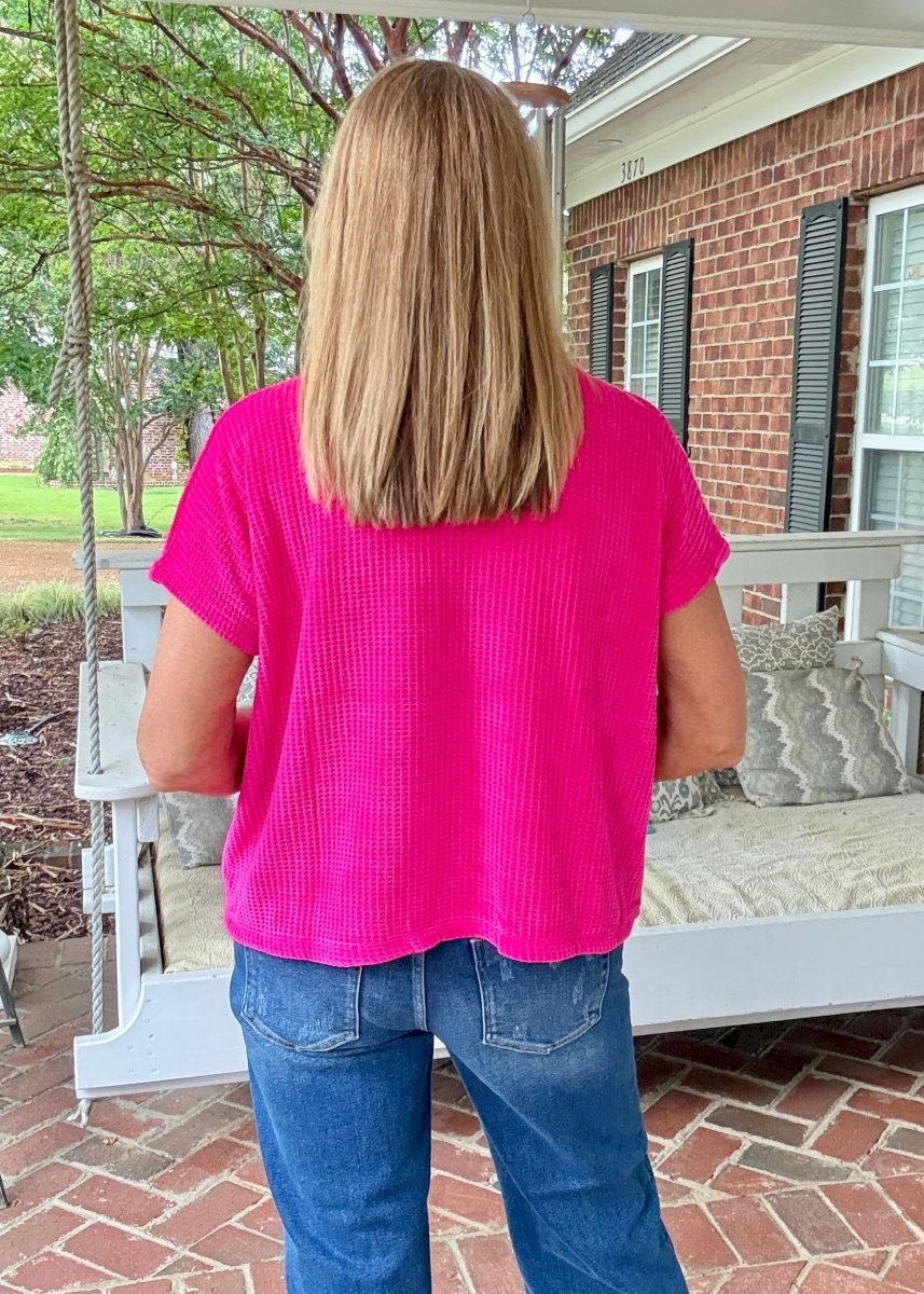 Chenille Cap Sleeve Sweater - Hot Pink - Casual Sweater -Jimberly's Boutique-Olive Branch-Mississippi