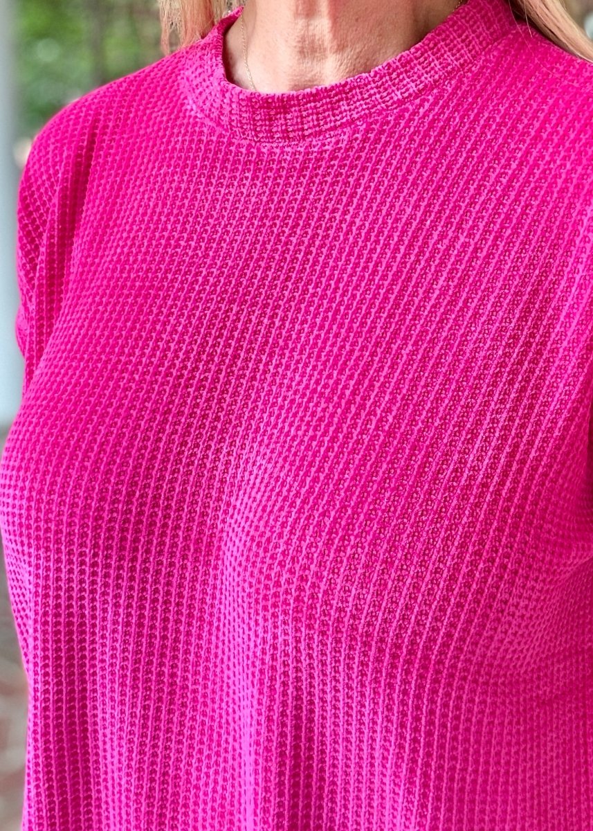 Chenille Cap Sleeve Sweater - Hot Pink - Casual Sweater -Jimberly's Boutique-Olive Branch-Mississippi