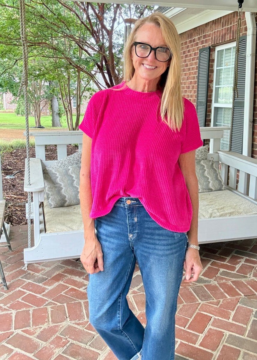 Chenille Cap Sleeve Sweater - Hot Pink - Casual Sweater -Jimberly's Boutique-Olive Branch-Mississippi
