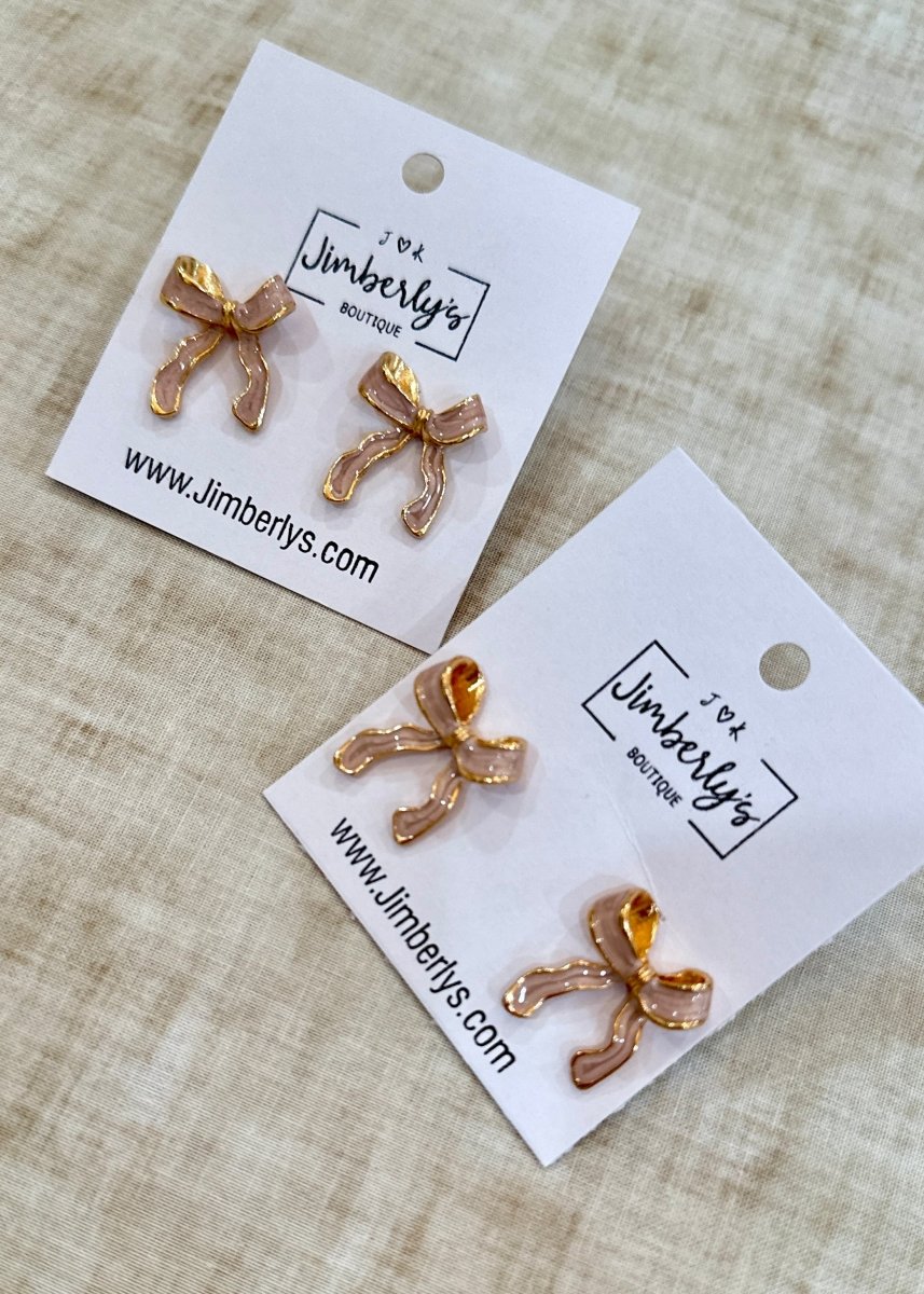 Chic Pink Bow Stud Earrings - earrings - Jimberly's Boutique - Olive Branch - Mississippi