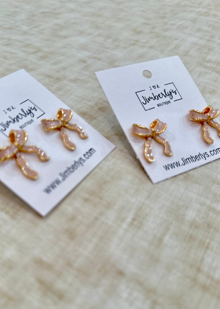 Chic Pink Bow Stud Earrings - earrings - Jimberly's Boutique - Olive Branch - Mississippi
