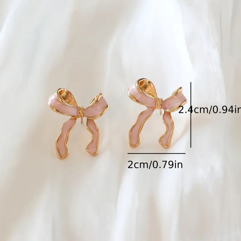 Chic Pink Bow Stud Earrings - earrings - Jimberly's Boutique - Olive Branch - Mississippi
