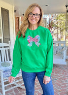 Christmas Candy Raggy Applique' Bow Sweatshirt - christmas sweatshirt - Jimberly's Boutique - Olive Branch - Mississippi