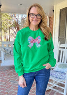 Christmas Candy Raggy Applique' Bow Sweatshirt - christmas sweatshirt - Jimberly's Boutique - Olive Branch - Mississippi