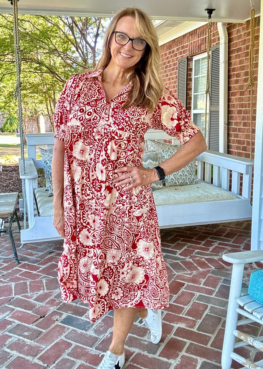 Clay Paisley Tiered Dress | Umgee - Maxi Dress - Jimberly's Boutique - Olive Branch - Mississippi