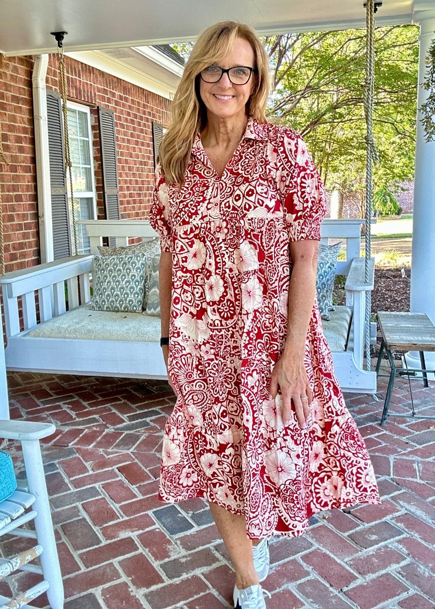 Clay Paisley Tiered Dress | Umgee - Maxi Dress - Jimberly's Boutique - Olive Branch - Mississippi