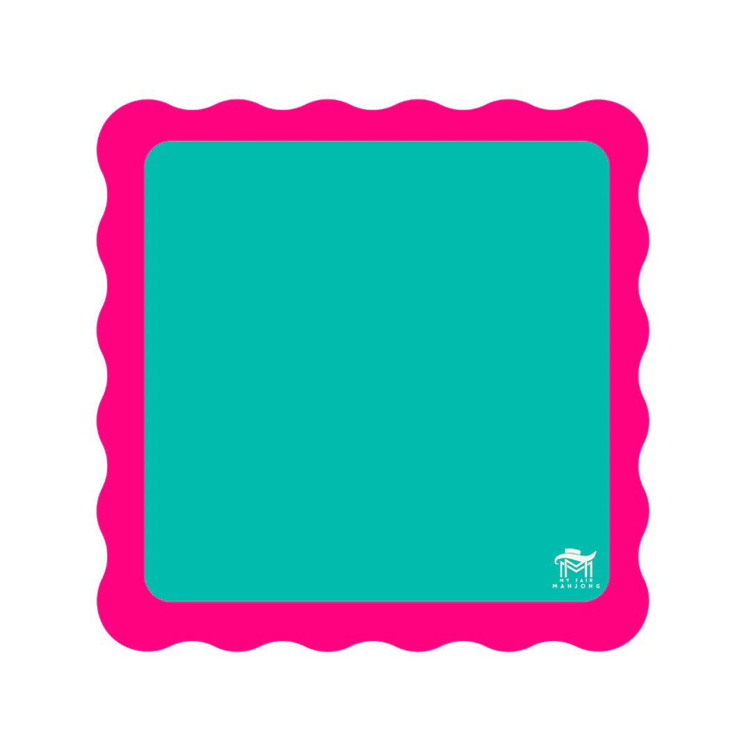 Color Wave - Green Center Pink Scallop - Mahjong Mat | My Fair Mahjong - Mahjong Mat - Jimberly's Boutique - Olive Branch - Mississippi