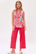 Colorful Sleeveless Tank - Aqua/Red | Dear Scarlett - Dear Scarlett Wrinkle Free Top - Jimberly's Boutique - Olive Branch - Mississippi