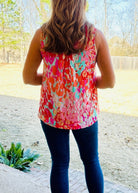 Colorful Sleeveless Tank - Aqua/Red | Dear Scarlett - Dear Scarlett Wrinkle Free Top - Jimberly's Boutique - Olive Branch - Mississippi