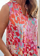 Colorful Sleeveless Tank - Aqua/Red | Dear Scarlett - Dear Scarlett Wrinkle Free Top - Jimberly's Boutique - Olive Branch - Mississippi
