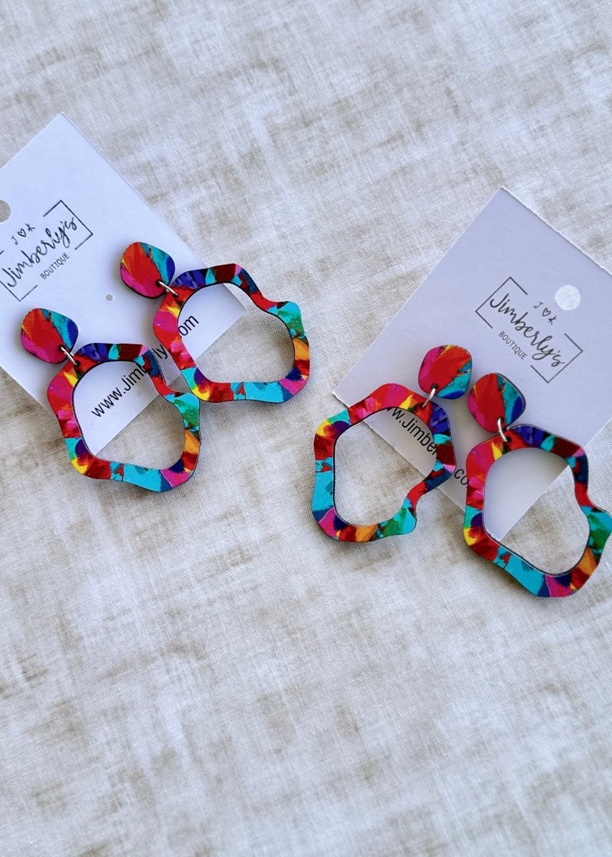 Colorful Wooden Geo Earrings - Earrings - Jimberly's Boutique - Olive Branch - Mississippi