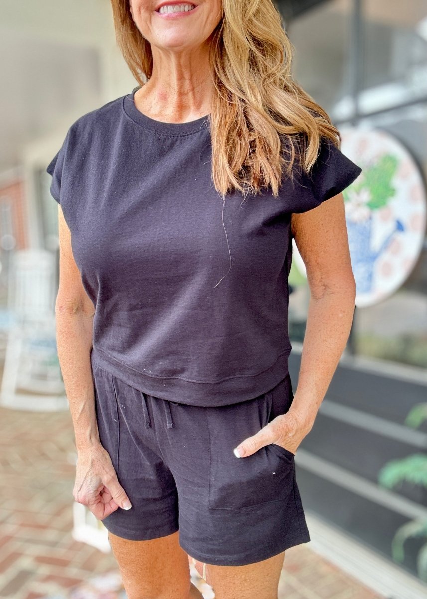 Comfy Cotton Shorts Set - Black - short set - Jimberly's Boutique - Olive Branch - Mississippi