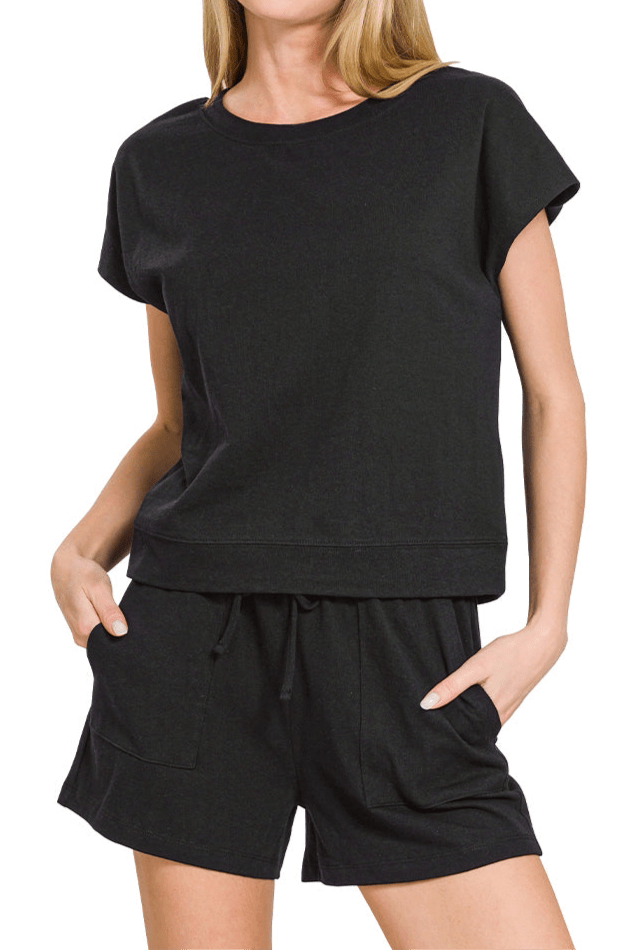 Comfy Cotton Shorts Set - Black - short set - Jimberly's Boutique - Olive Branch - Mississippi