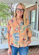 Coral Cabana 3/4 Sleeve Top - Jimberly's Boutique-Olive Branch-Mississippi