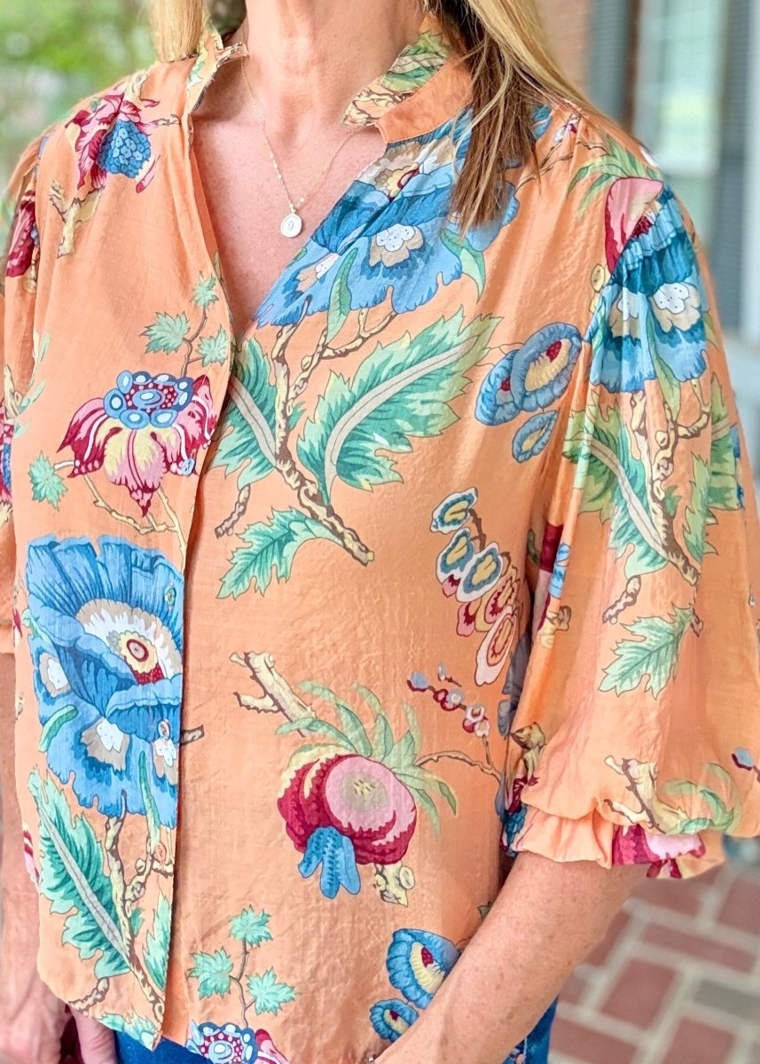 Coral Cabana 3/4 Sleeve Top - Jimberly's Boutique-Olive Branch-Mississippi