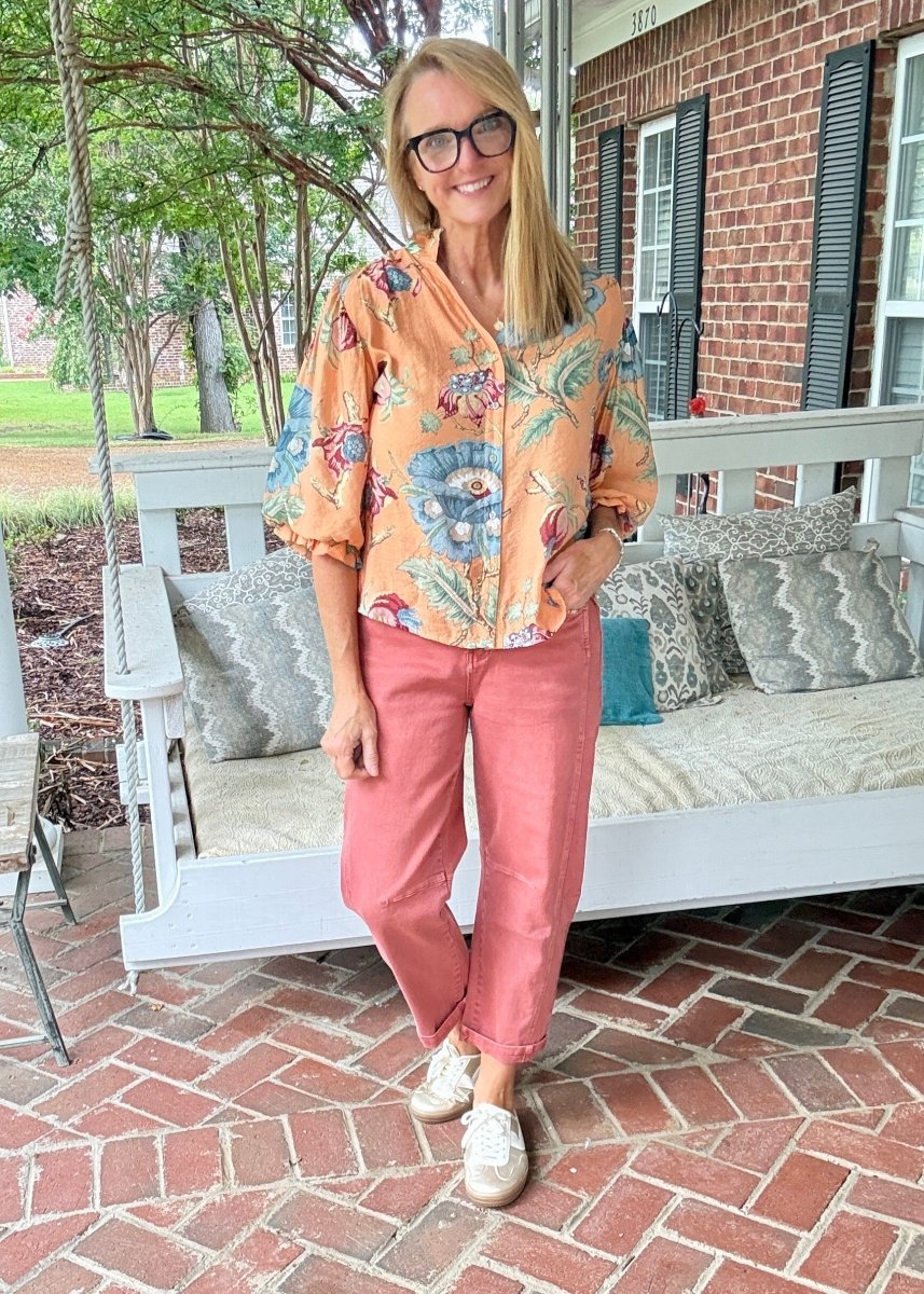 Coral Cabana 3/4 Sleeve Top - Jimberly's Boutique-Olive Branch-Mississippi