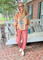 Coral Cabana 3/4 Sleeve Top - Jimberly's Boutique-Olive Branch-Mississippi