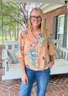 Coral Cabana 3/4 Sleeve Top - Jimberly's Boutique-Olive Branch-Mississippi