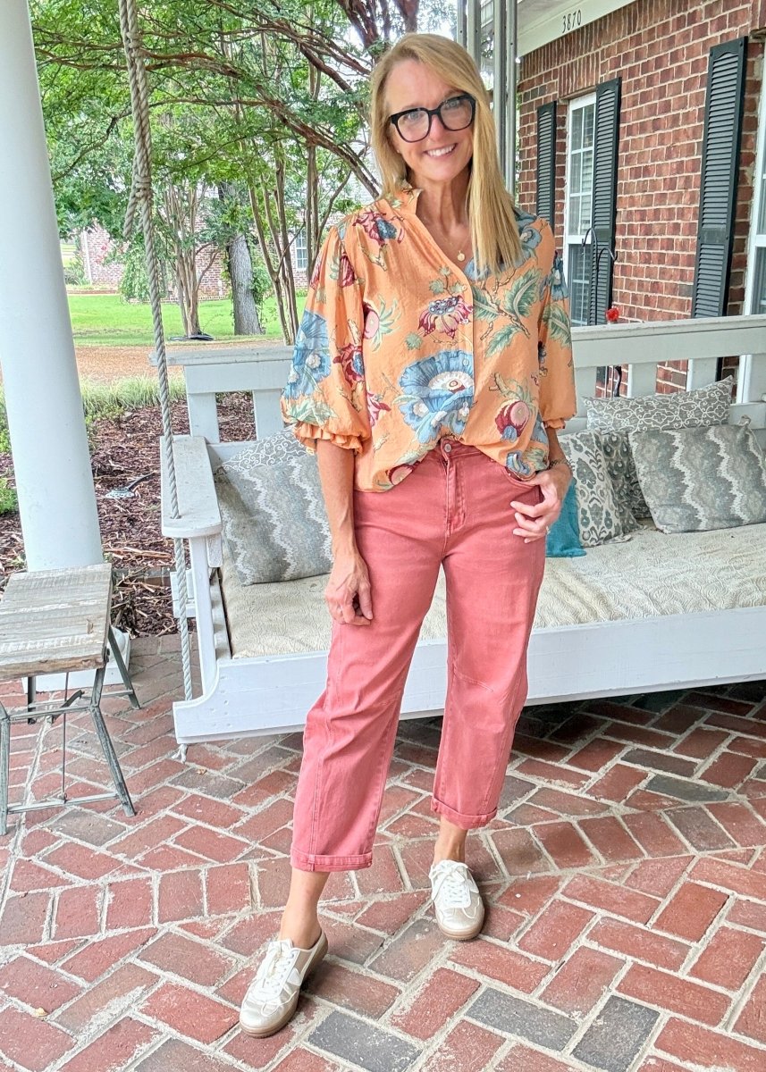 Coral Cabana 3/4 Sleeve Top - Jimberly's Boutique-Olive Branch-Mississippi