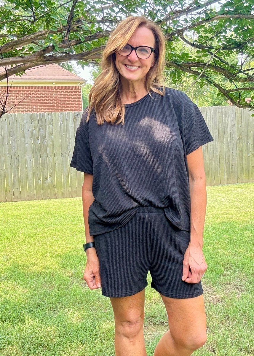 Corded Rib Short Set - Black - short set - Jimberly's Boutique - Olive Branch - Mississippi