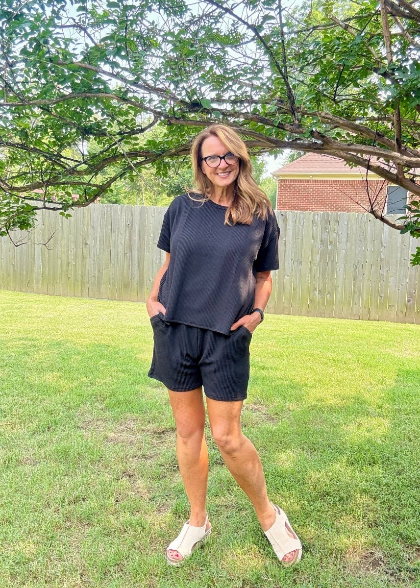 Corded Rib Short Set - Black - short set - Jimberly's Boutique - Olive Branch - Mississippi