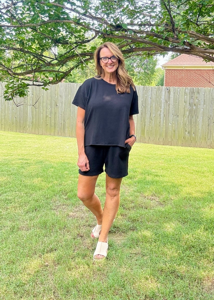 Corded Rib Short Set - Black - short set - Jimberly's Boutique - Olive Branch - Mississippi
